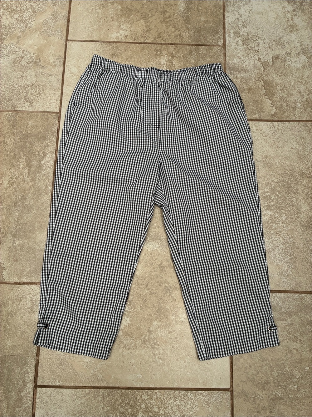 Allison Daley Black and White Gingham Cropped Pants